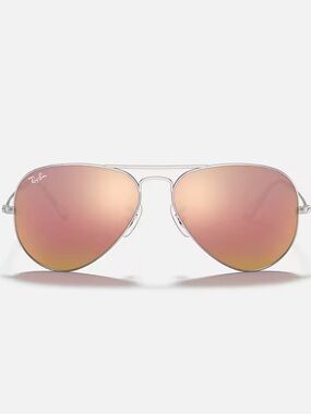 Ray-Ban Aviator Sunglasses - Silver Frame with Pink/Brown Mirrored Lenses